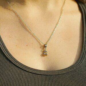 Silver-tone Cherry 🍒 Dangle Pendant Charm w/ Bow Bail fits thin chains/bracelets